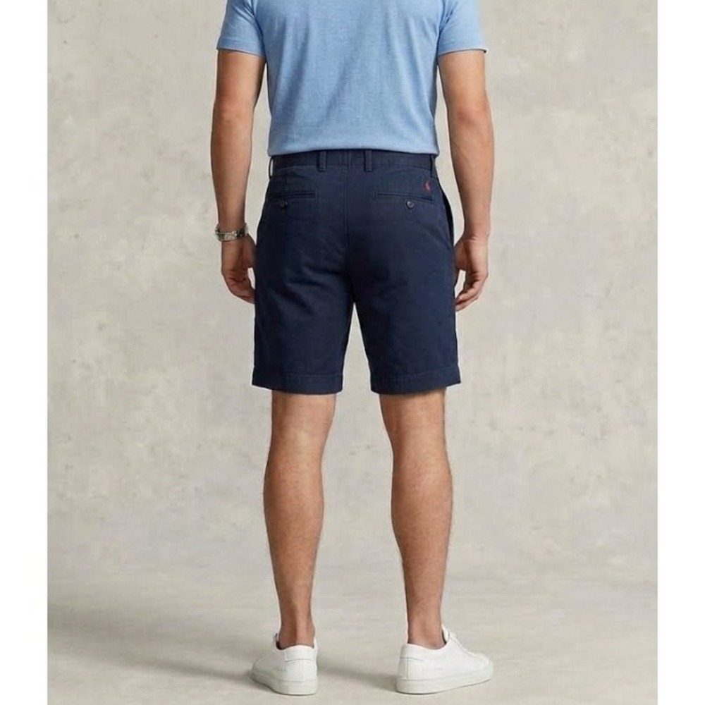 Polo Ralph Lauren Mens Navy Blue Chino Shorts Size 32 Cotton Flat Front Classic